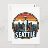 Seattle City Skyline Briefkaart (Voorkant / Achterkant)