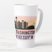 Seattle City Skyline Latitude en Lengtegraad Latte Mok (Rechterhoek)