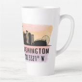 Seattle City Skyline Latitude en Lengtegraad Latte Mok (Rechts)
