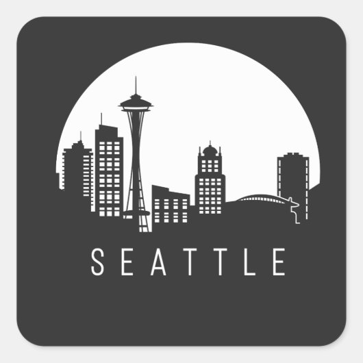 Seattle City Skyline Vierkante Sticker (Voorkant)