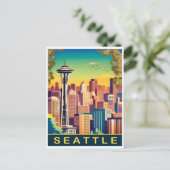 Seattle, City Skyline, Washington State, Reizen Briefkaart (Staand voorkant)