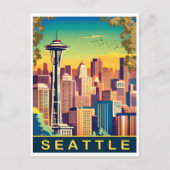 Seattle, City Skyline, Washington State, Reizen Briefkaart (Voorkant)