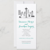 Seattle City Skyline Wedding Invitation Kaart (Voorkant)