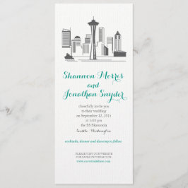 Seattle City Skyline Wedding Invitation Kaart