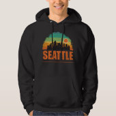 Seattle City Washington Retro Sunset Hoodie (Voorkant)