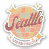 Seattle City Washington Retro Vintage Sticker (Voorkant)