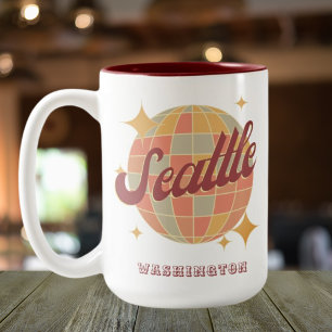 Seattle City Washington Retro Vintage Tweekleurige Koffiemok