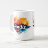 Seattle City watercolor skyline Koffiemok (Voorkant links)