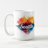 Seattle City watercolor skyline Koffiemok (Links)
