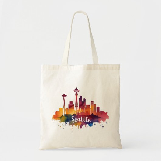 Seattle City watercolor Skyline Tote Bag (Voorkant)