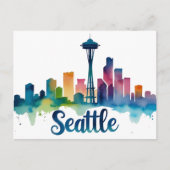 Seattle City waterverf Skyline Briefkaart (Voorkant)