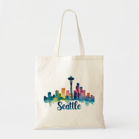 Seattle City waterverf Skyline Tote Bag (Voorkant)