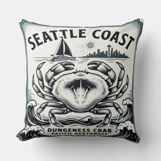 Seattle Coast Dungeness krab Kussen (Voorkant)