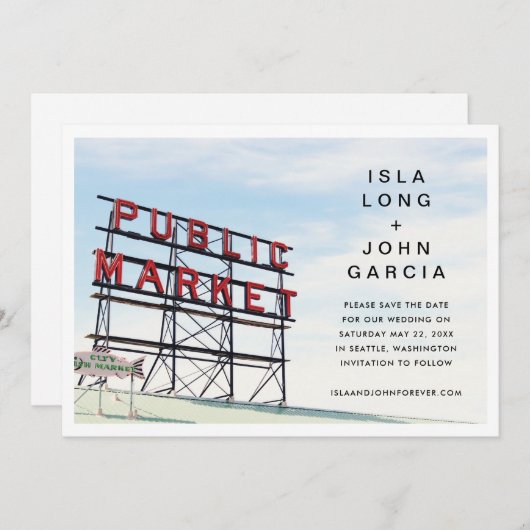 Seattle De datum opslaan Kaart (Voorkant / Achterkant)