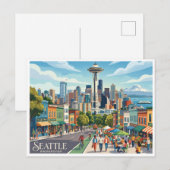 Seattle & de Space Needle Washington Briefkaart (Voorkant / Achterkant)