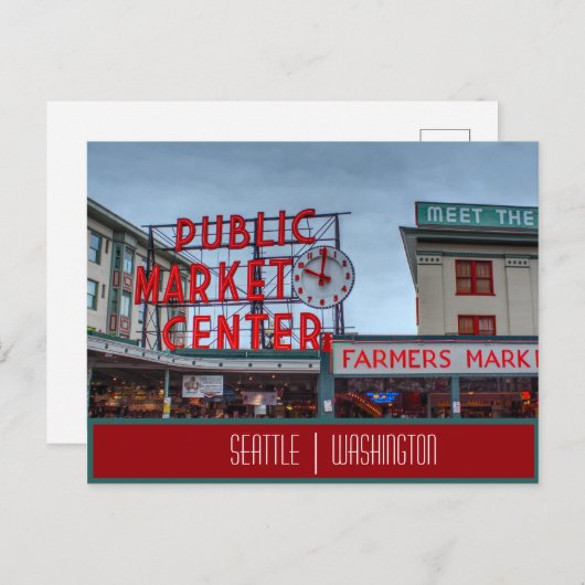 Seattle, de WA-markt Briefkaart (Voorkant / Achterkant)
