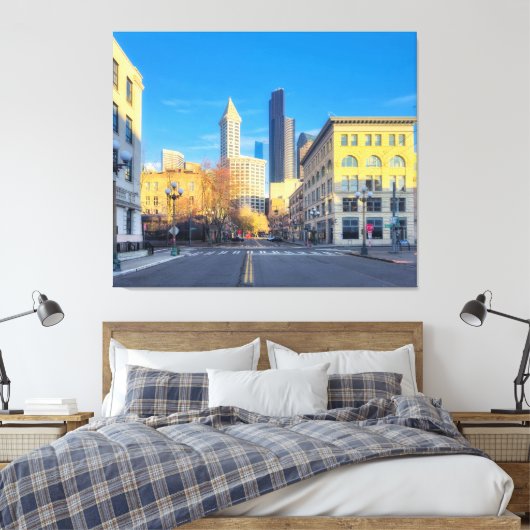 Seattle Downtown Canvas Afdruk (Insitu (Slaapkamer))