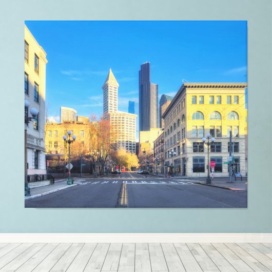 Seattle Downtown Canvas Afdruk (Insitu (Houten vloer))