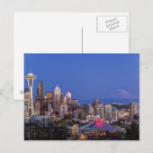 Seattle, Downtown en Mt. Rainier in de schemering Briefkaart (Voorkant / Achterkant)