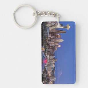 Seattle, Downtown en Mt. Rainier in de schemering Sleutelhanger