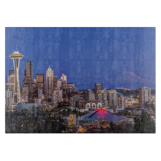Seattle, Downtown en Mt. Rainier in de schemering Snijplank (Voorkant)