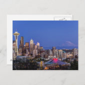 Seattle, Downtown en Mt. Rainier in Twilight Briefkaart (Voorkant / Achterkant)