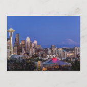 Seattle, Downtown en Mt. Rainier in Twilight Briefkaart (Voorkant)