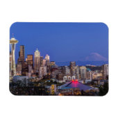 Seattle, Downtown en Mt. Rainier in Twilight Magneet (Horizontaal)