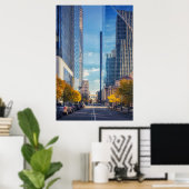 Seattle Downtown Skyline met herfstbomen Poster (Thuiskantoor)