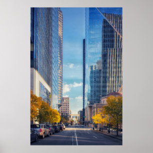 Seattle Downtown Skyline met herfstbomen Poster