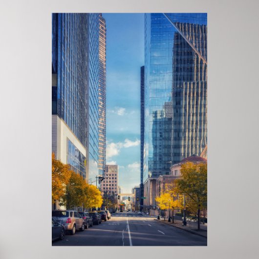 Seattle Downtown Skyline met herfstbomen Poster (Voorkant)