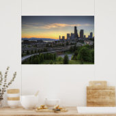Seattle Downtown Skyline op Sunset Poster (Keuken)