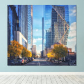 Seattle Downtown Street met herfstbomen Canvas Afdruk (Insitu (Houten vloer))