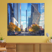 Seattle Downtown Street met herfstbomen Canvas Afdruk (Insitu (Woonkamer))