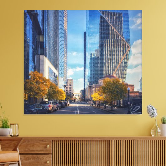 Seattle Downtown Street met herfstbomen Canvas Afdruk (Insitu (Woonkamer))