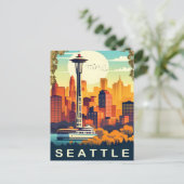 Seattle, Duwamish River, Varen, Reizen Briefkaart (Staand voorkant)