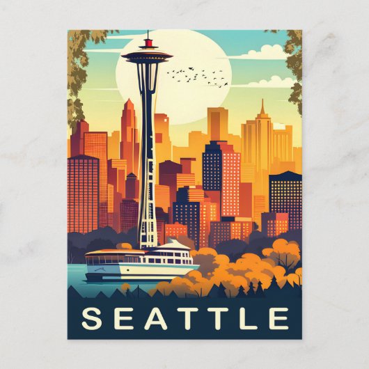 Seattle, Duwamish River, Varen, Reizen Briefkaart (Voorkant)