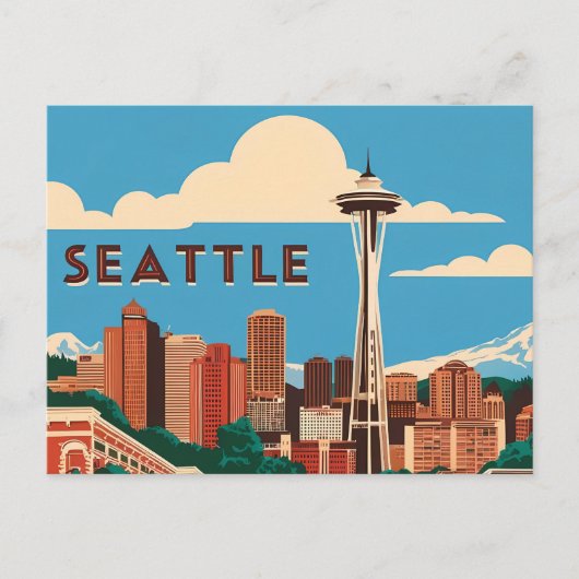  Seattle: Een retro eerbetoon aan de Emerald Ci Briefkaart (Voorkant)