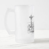 Seattle Ferry & Skyline Lijnkunst Washington State Matglas Bierpul (Links)
