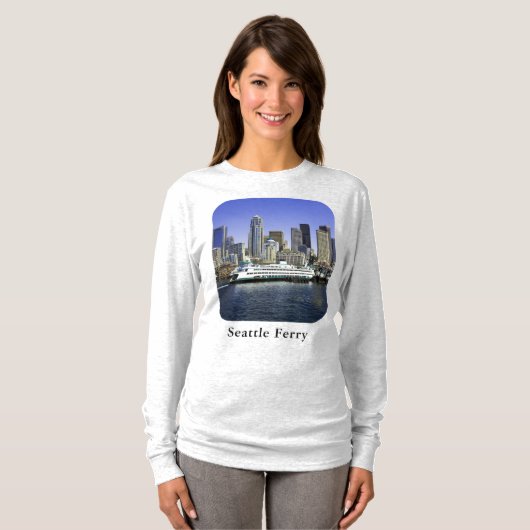 Seattle Ferry Washington State Dames Lange Mouw T-shirt (Voorkant volledig)