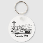 Seattle Ferry Washington State Line Art Sleutelhanger (Voorkant)