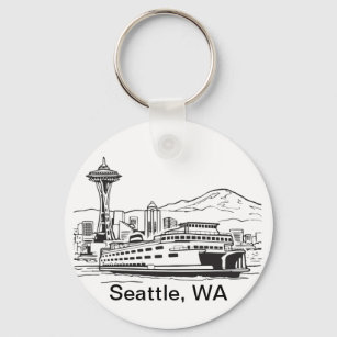 Seattle Ferry Washington State Line Art Sleutelhanger