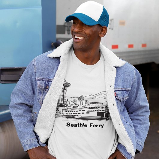 Seattle Ferry Washington State Line Art T-shirt