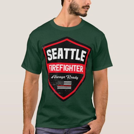 Seattle Fire Rescue Brandweerman Eerste Responder T-shirt (Voorkant)