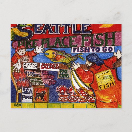 Seattle Fish Market Briefkaart (Voorkant)