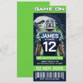 Seattle Football Ticket Birthday Invitation (Voorkant / Achterkant)