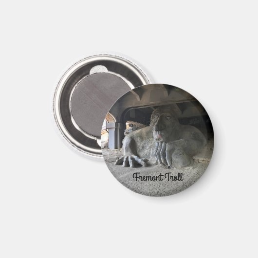 Seattle Fremont Troll #1 Round Magnet (Voorkant / Achterkant)