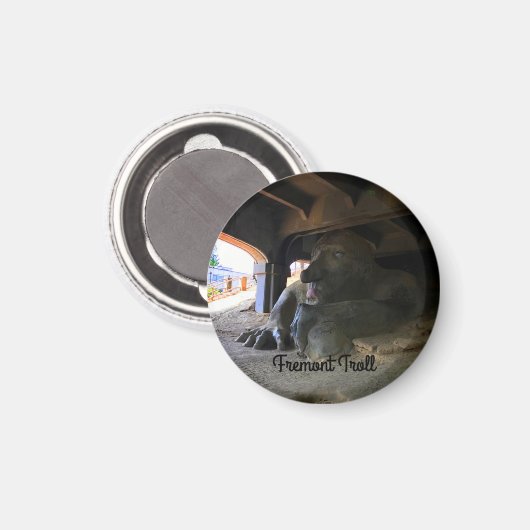Seattle Fremont Troll #2 Round Magnet (Voorkant / Achterkant)