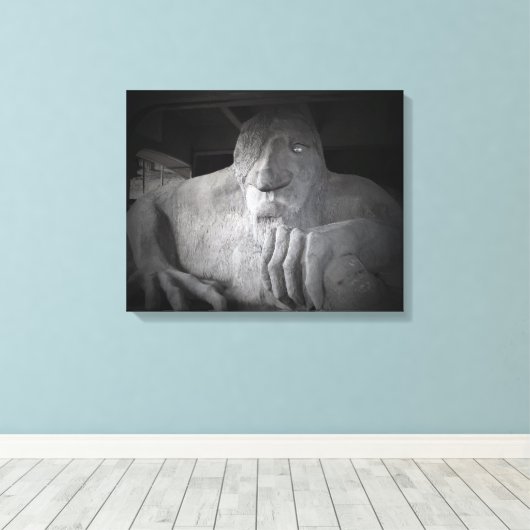 Seattle Fremont Troll Canvas (diverse formaten) Afdruk (Insitu (Houten vloer))