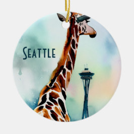 Seattle Giraffe kerst souvenir Keramisch Ornament